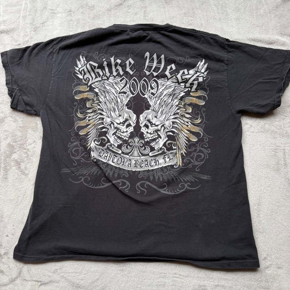 Bike Week Shirt Mens Large Daytona Beach Motorcyles Dueling Skulls Y2K 2009
